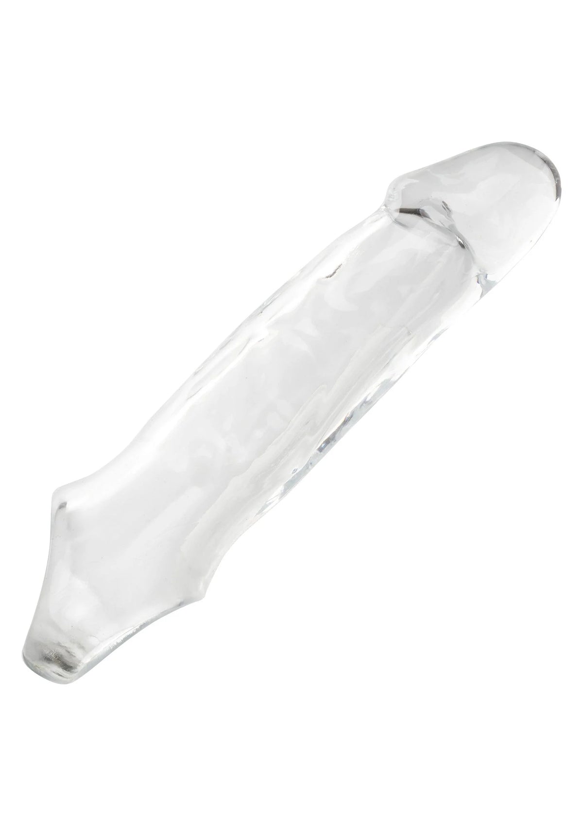 Transparante penisextender met taps toelopende vorm en ronde randen.