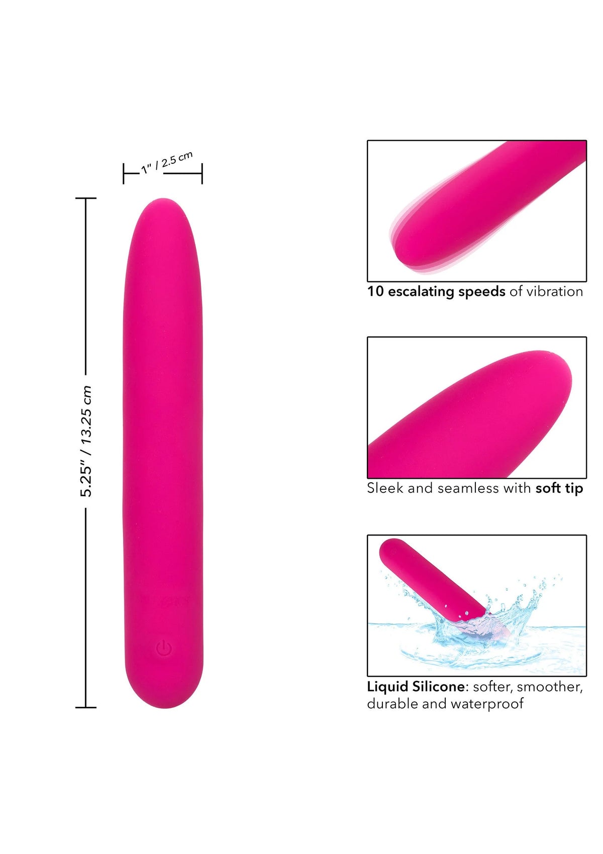 Roze vibrerende siliconen staaf met soepele, naadloze soft-tip