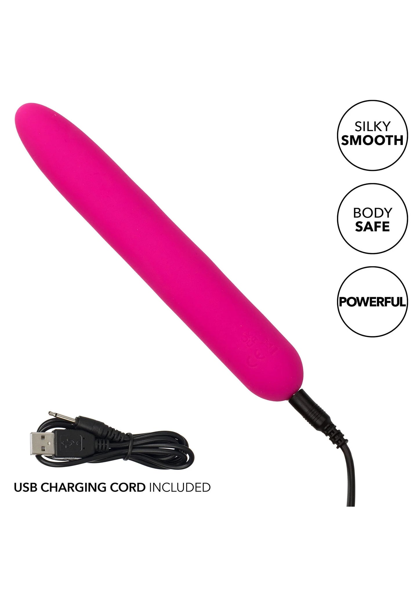 Roze vibrerende siliconen staaf met USB-oplaadsnoer, ronde soepele vorm