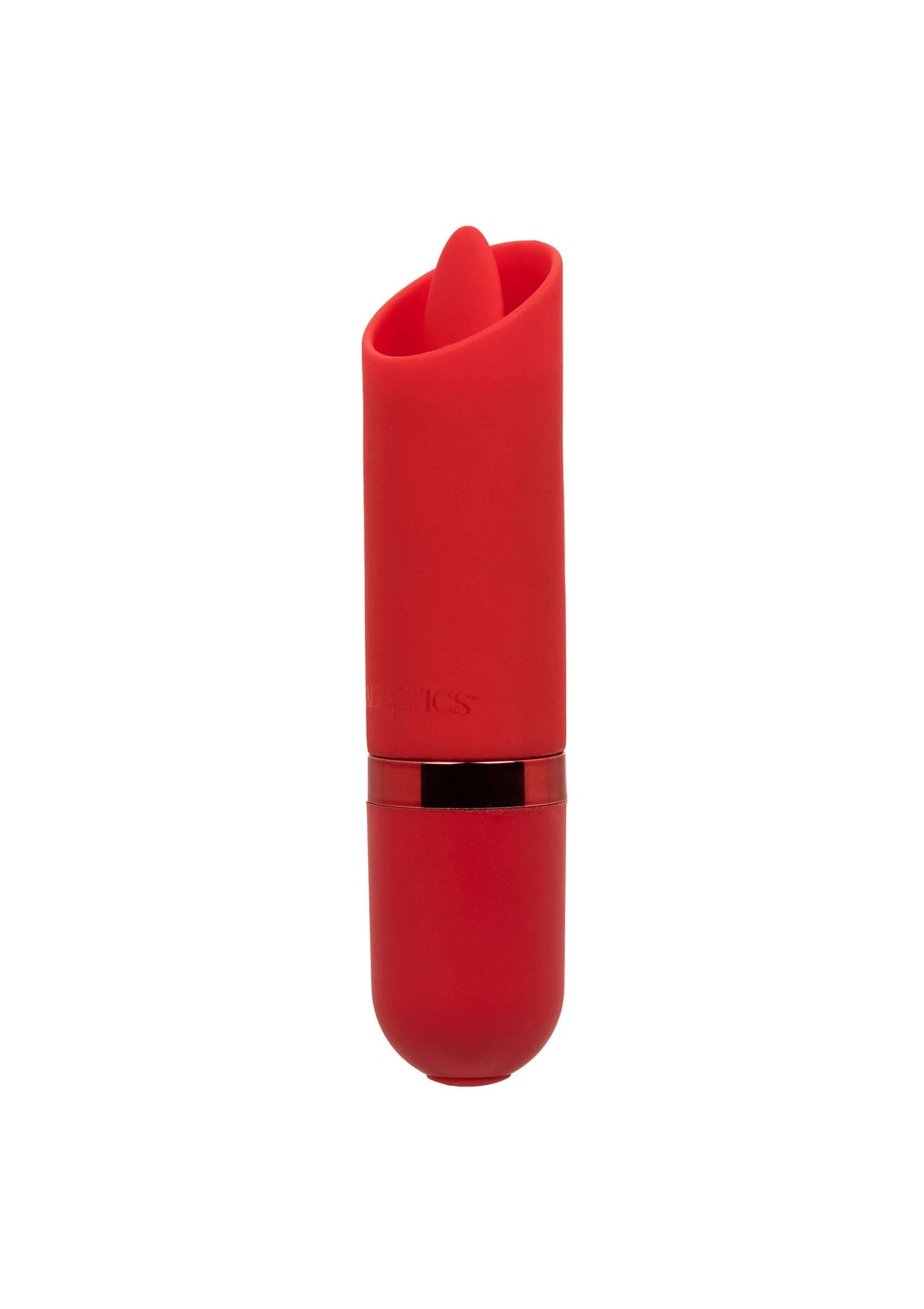 Rode lipstick-vibrator staand, zwarte verbindingsring