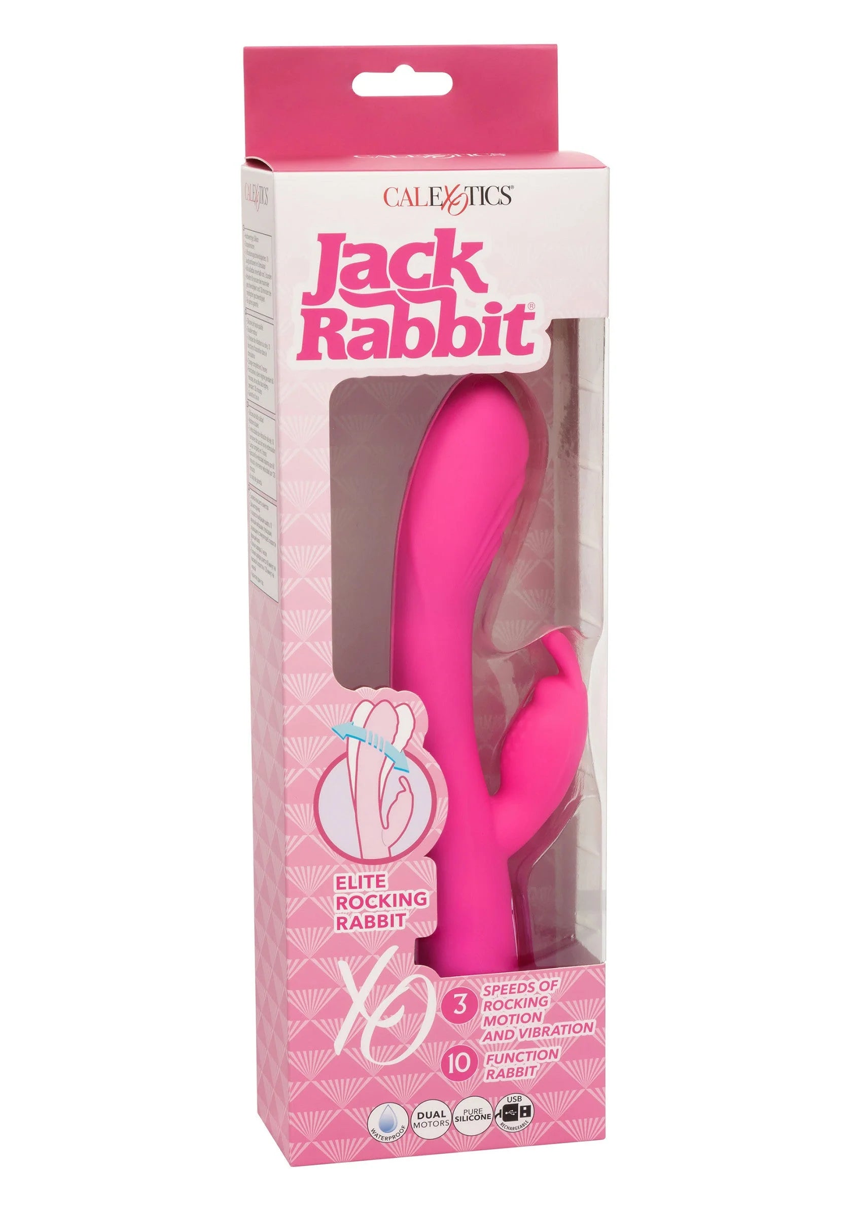 Roze CalExotics Jack Rabbit Elite rocking rabbit productverpakking