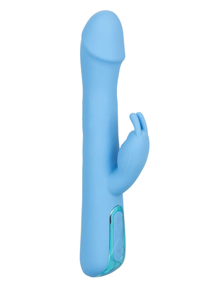 blauwe staande konijnvibrator met uitstaande oren