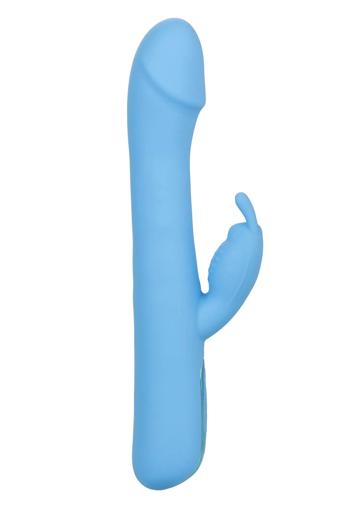 blauwe staande konijnvibrator met gebogen zij-uiteinde
