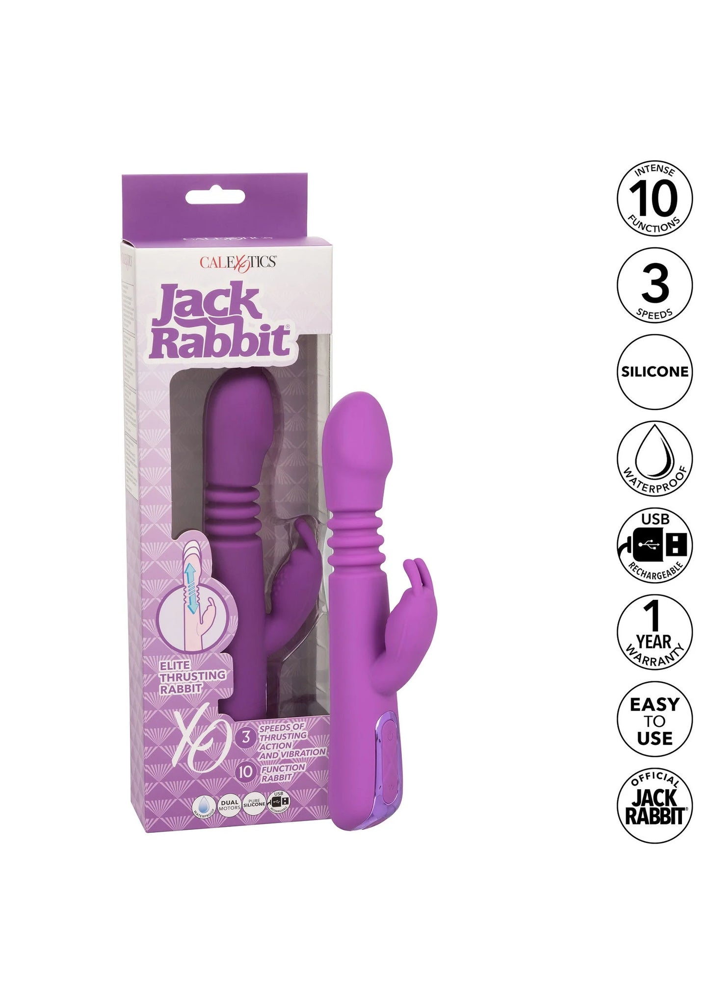 CalExotics Jack Rabbit setverpakking met 10 standen en “silicone” logo