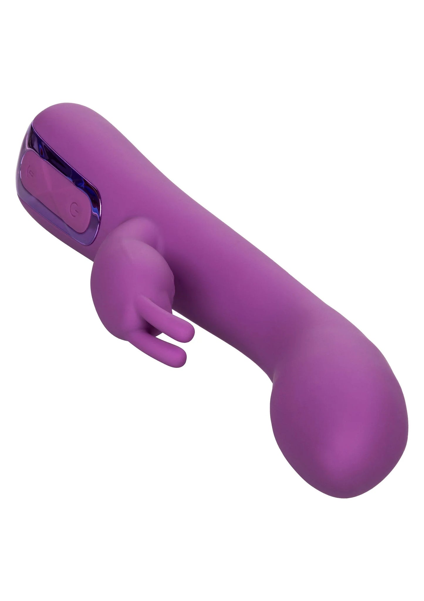 Paarse konijnenvibrator met ronde kop en zichtbare bedieningsknop