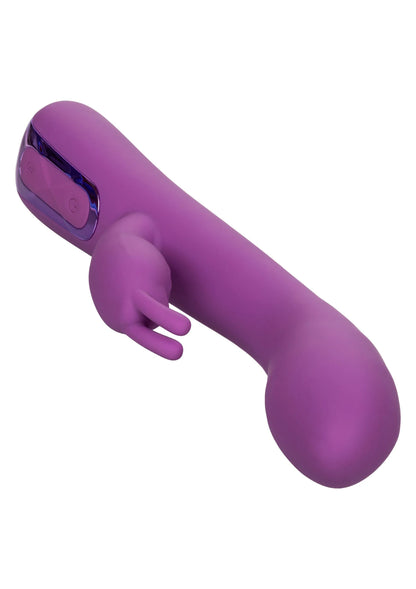 Paarse konijnenvibrator met ronde kop en zichtbare bedieningsknop