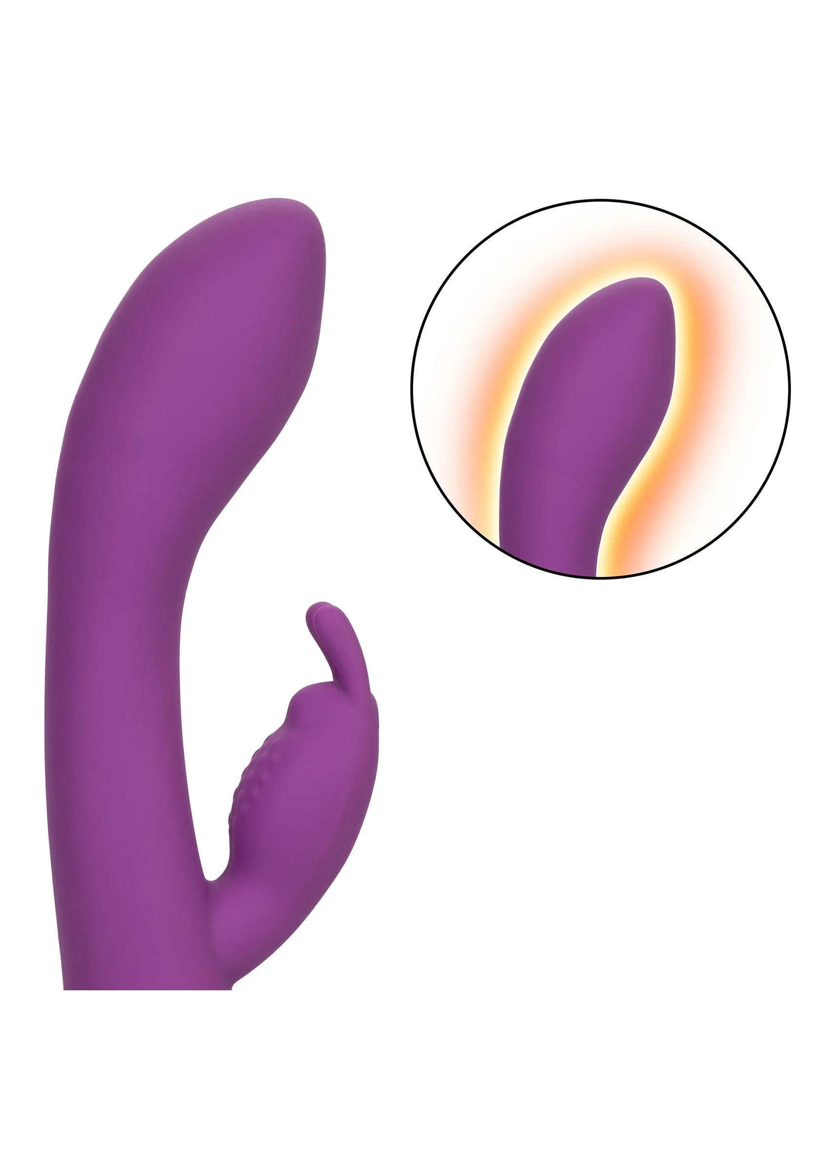 Paarse konijnenvibrator met gebogen vorm en kleinere trilkop