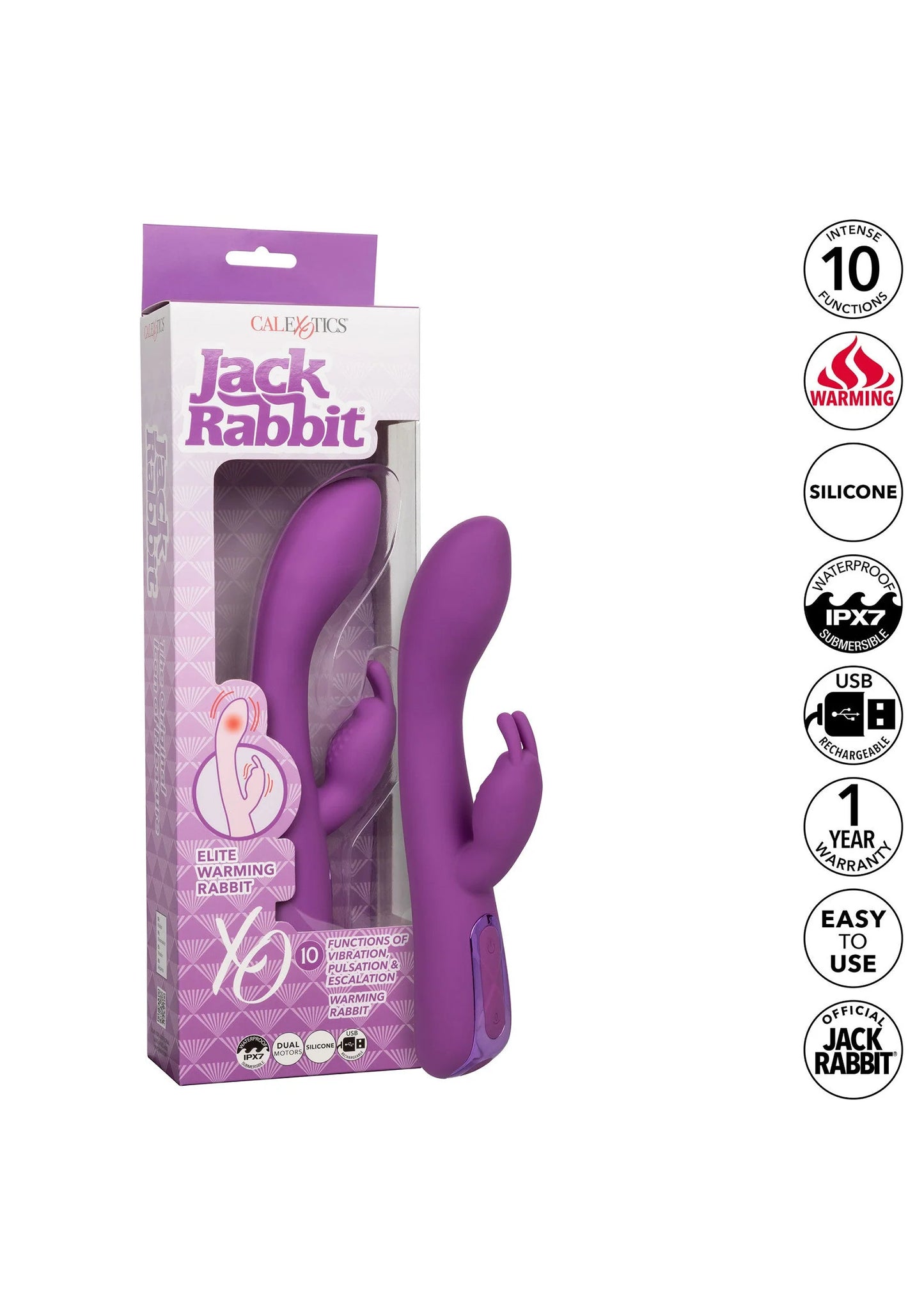 Verpakte paarse rabbit-vibrator met keurmerken, CalExotics