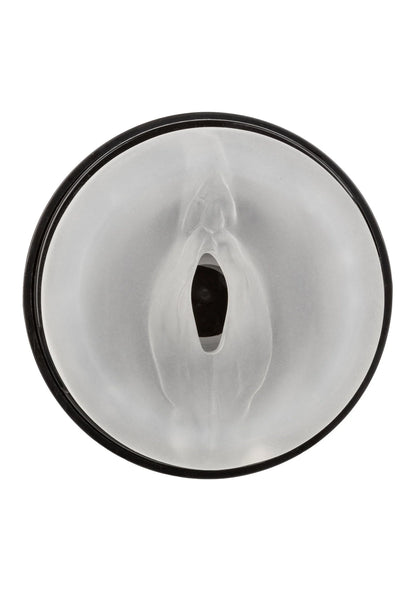 CalExotics bionische thrusting-masturbator met transparante ronde opening en zwarte rand