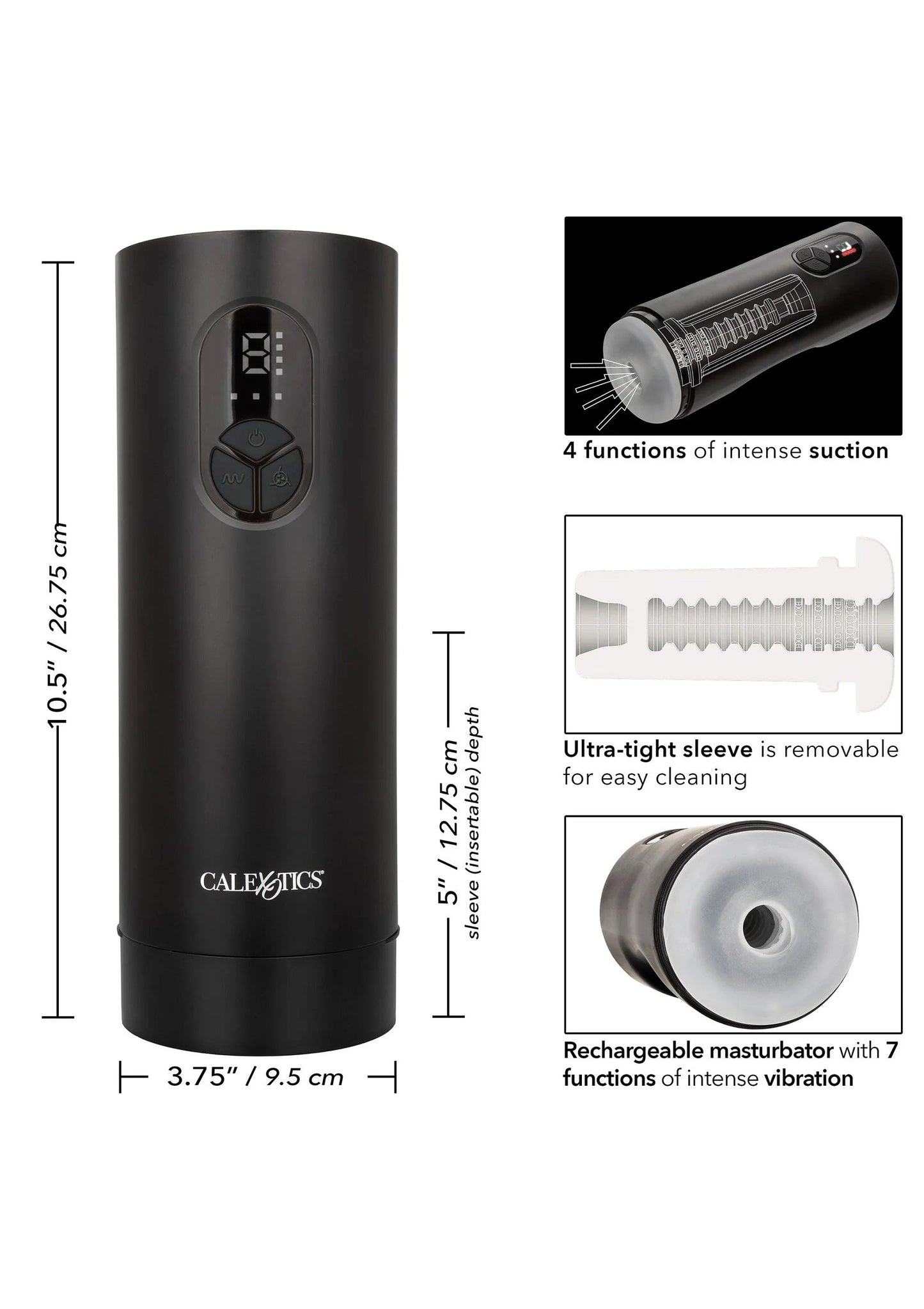 CalExotics Bionic masturbator met afneembare sleeve en ronde zuigmond.
