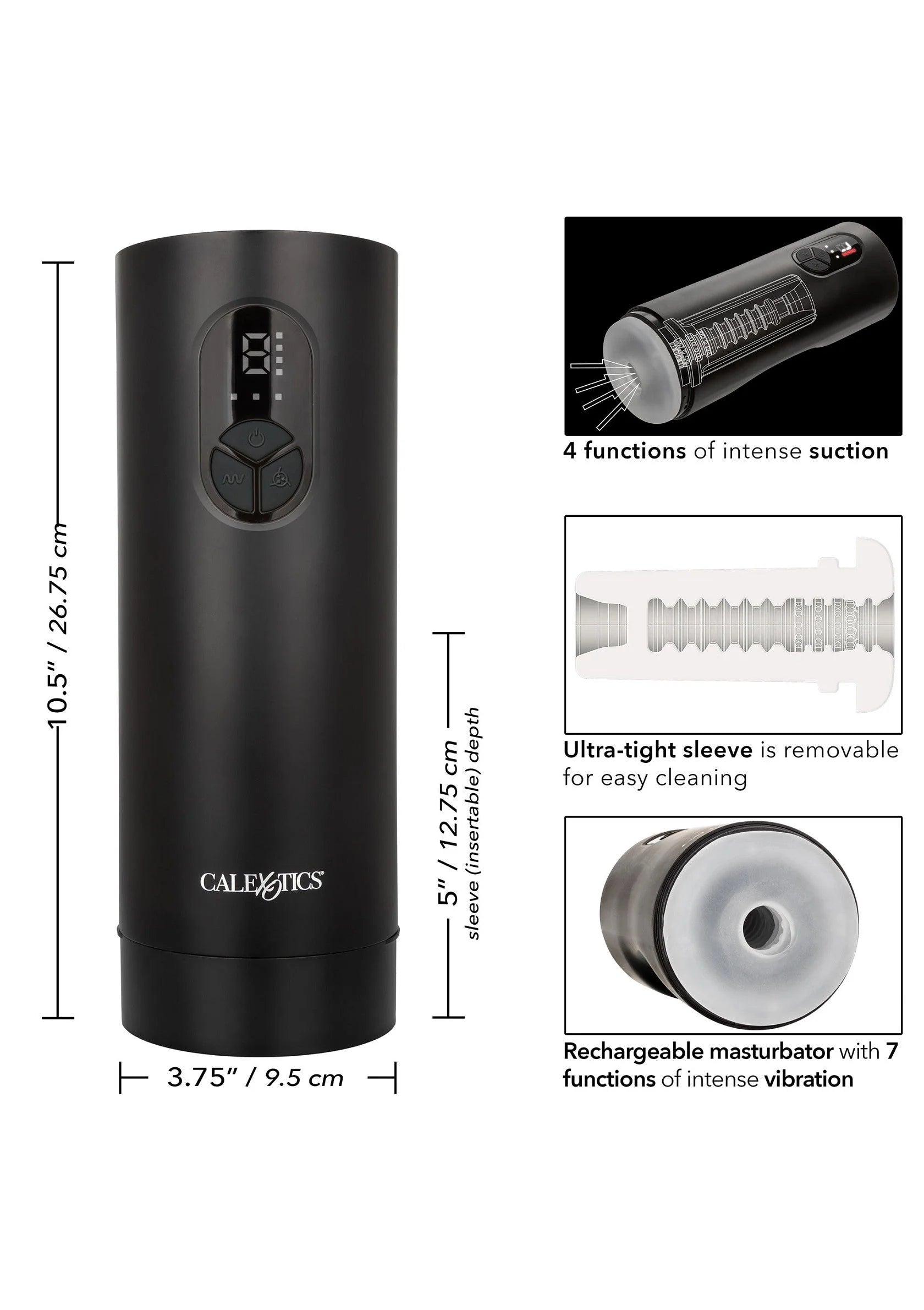 CalExotics Bionic masturbator met afneembare sleeve en ronde zuigmond.