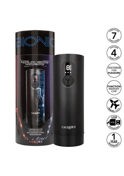 CalExotics Bionic set: zuigende en vibrerende masturbator met bedieningspaneel.