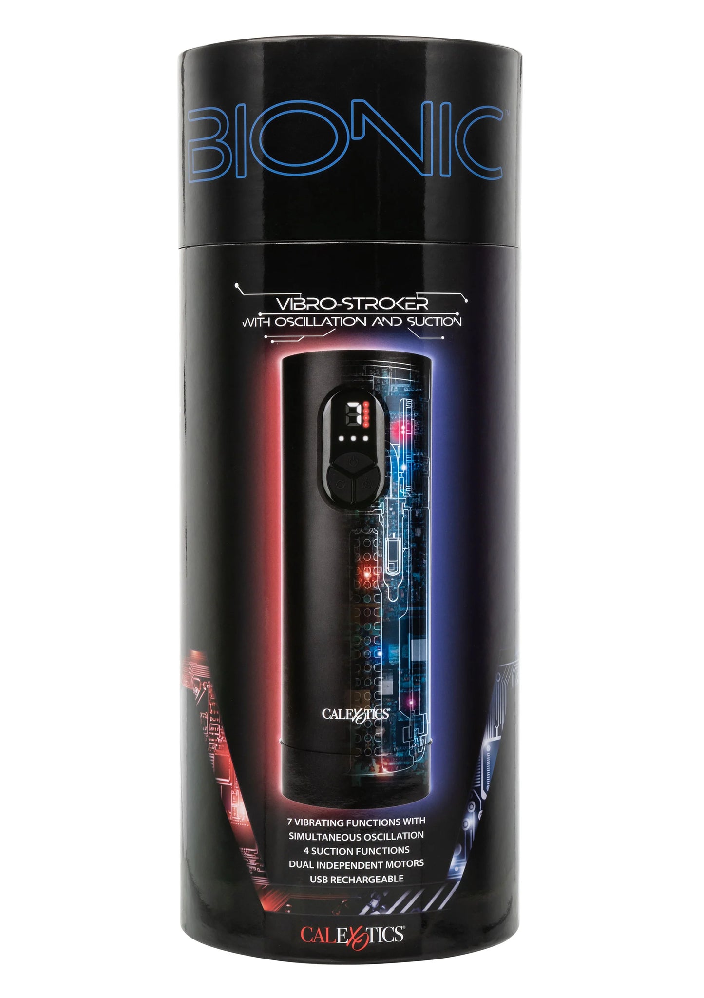 Verpakte Bionic Vibro Stroker met illustratie van vibratie en zuiging