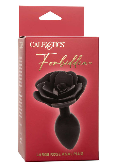 Verpakking met zwarte grote rozen-analplug en CalExotics logo