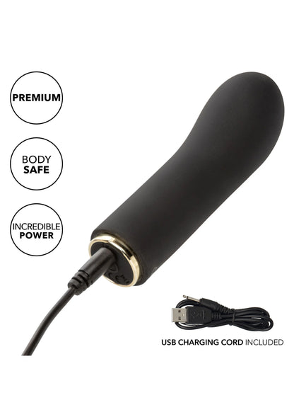 Zwarte vibrator met USB-oplaadkabel en slanke afgeronde vorm