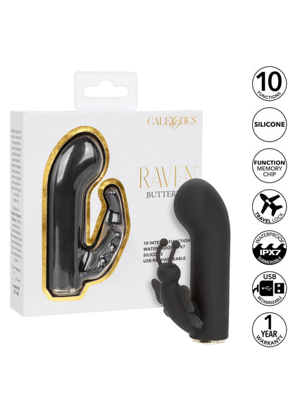 CalExotics Raven Butterfly vibratorkit in verpakking met 10 functies pictogram