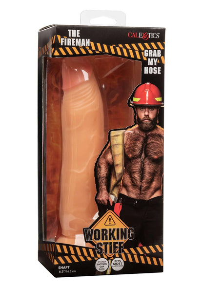 Verpakkingsdoos Working Stiff The Fireman van CalExotics met beige dildo in venster
