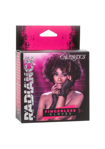 CalExotics doos met vingerloze handschoenen, zwart mesh met steentjes