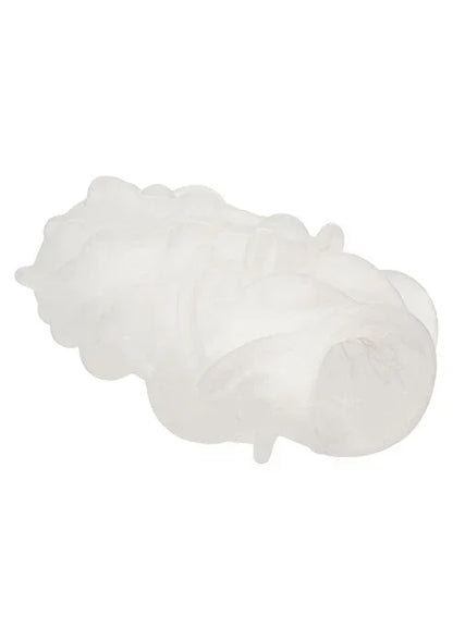 Squishy ball-stroker, wit/doorzichtig met getextureerde buitenmanchet
