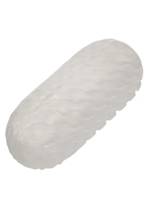 Squishy ball-stroker, witte buitenmanchet met zachte reliëfstructuur