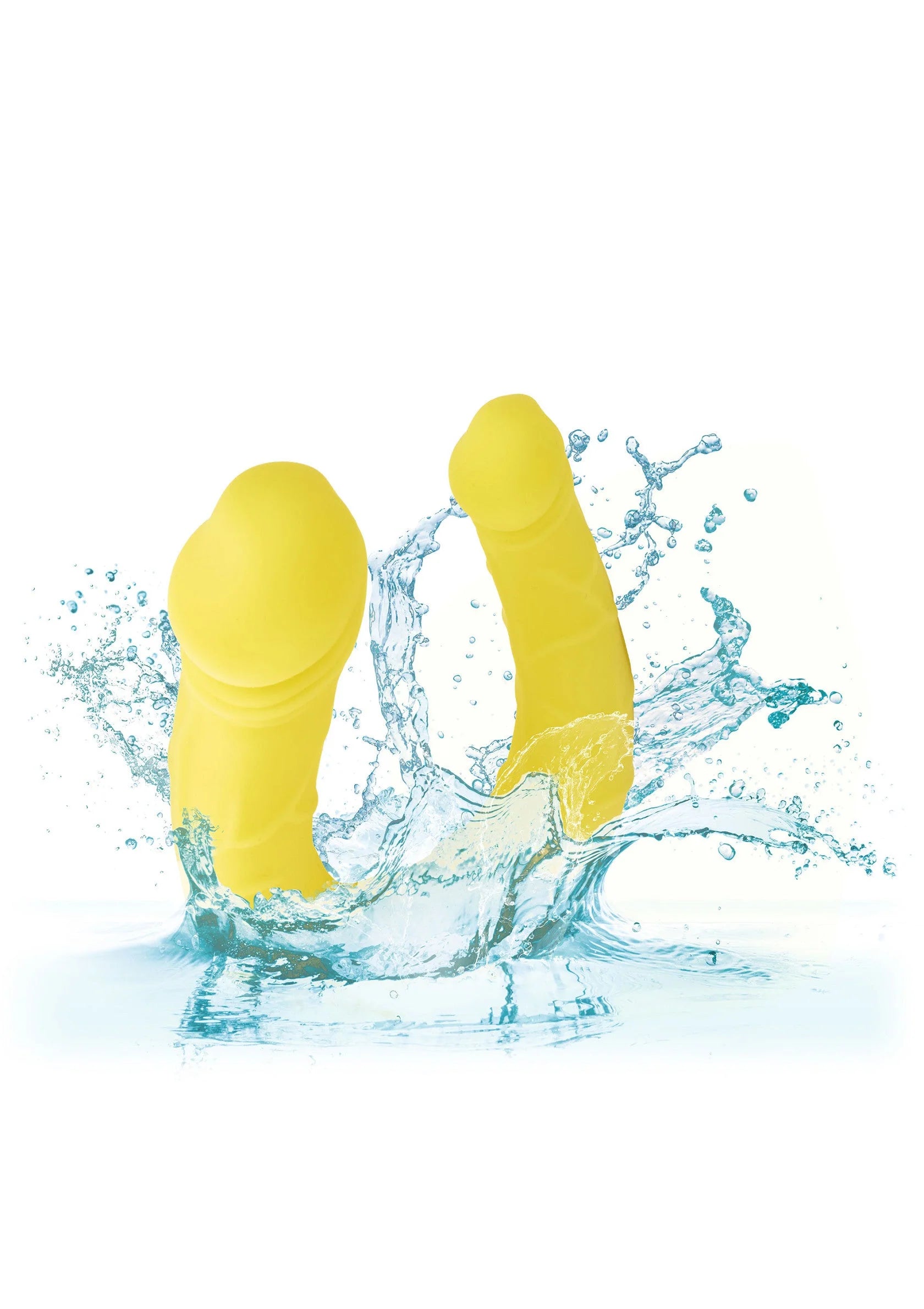 Gele siliconen U-vormige dubbele dong met water rondom