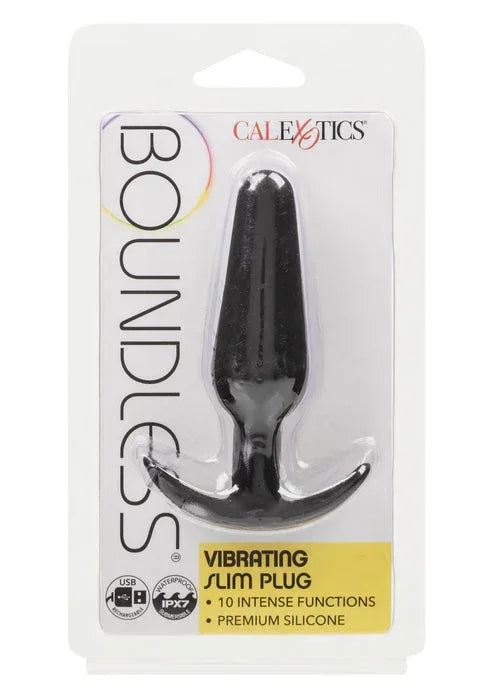 CalExotics Vibrating Slim Plug verpakking met zwarte plug in blister