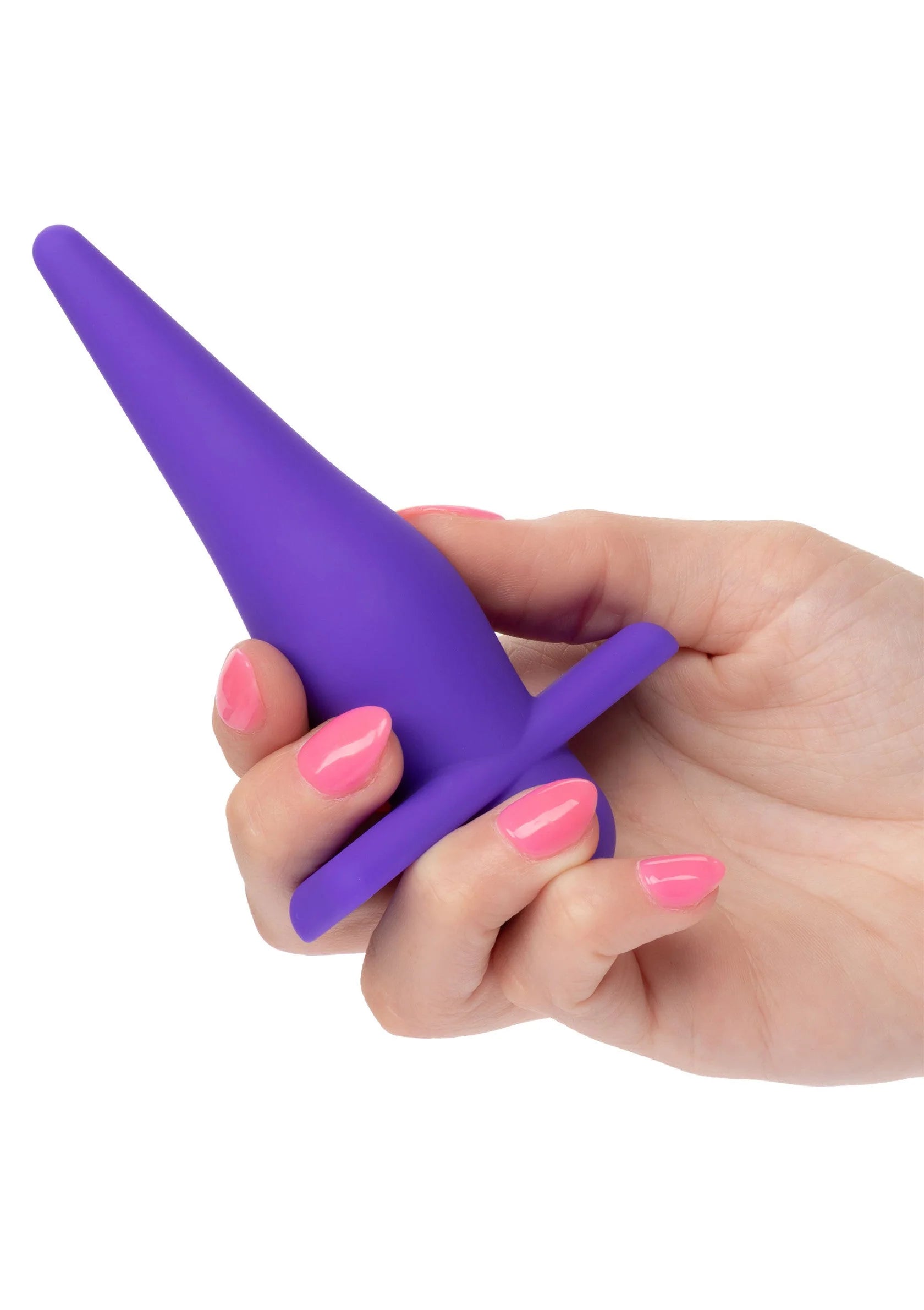 Oplaadbare high-intensity probe, paarse conus vastgehouden door een hand