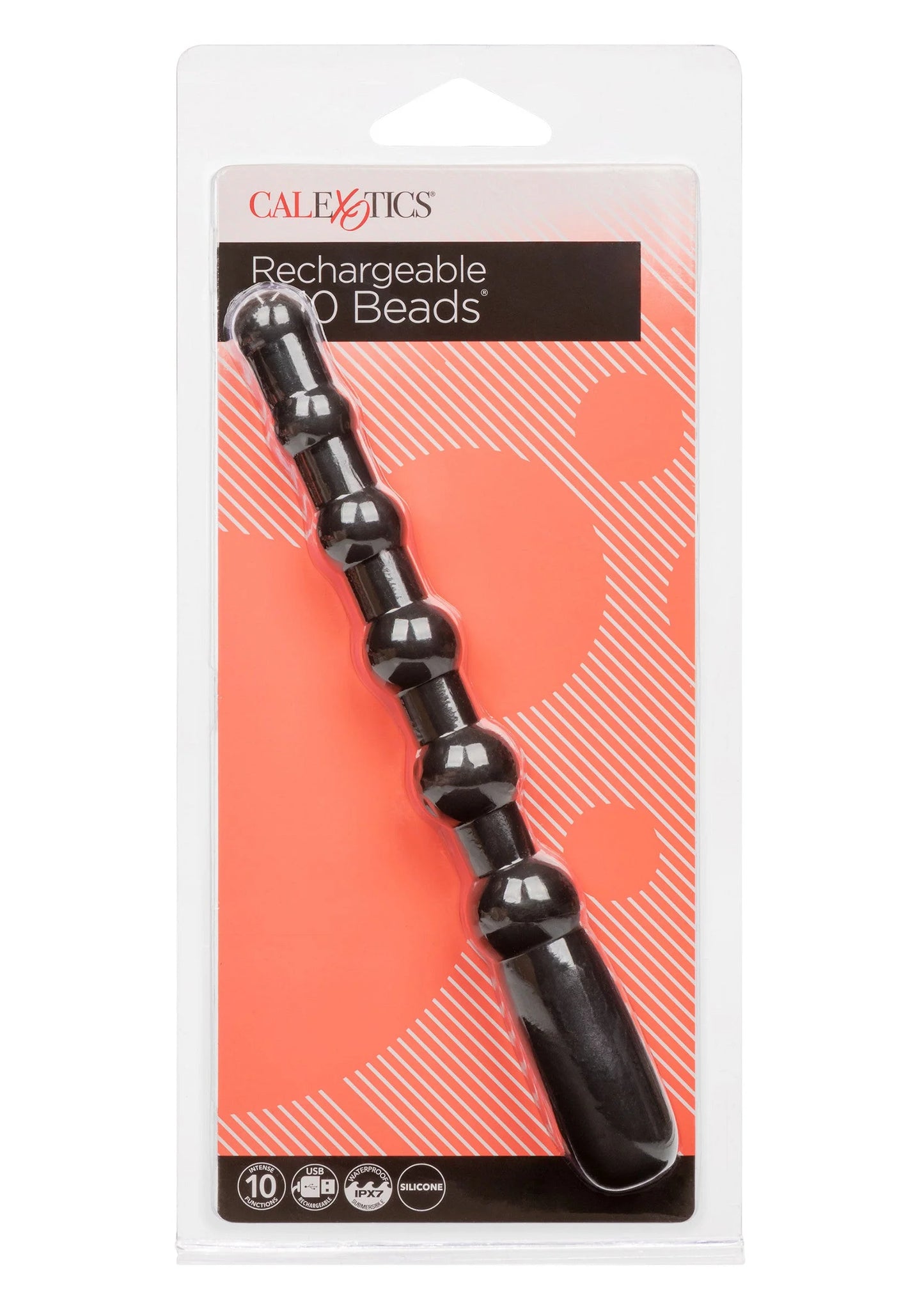 Verpakking met zwarte rechargeable kralenplug en segmenten op blister.