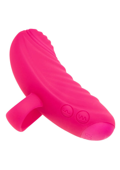 Roze massagevibrator in schuine hoek met knoppen op de onderkant