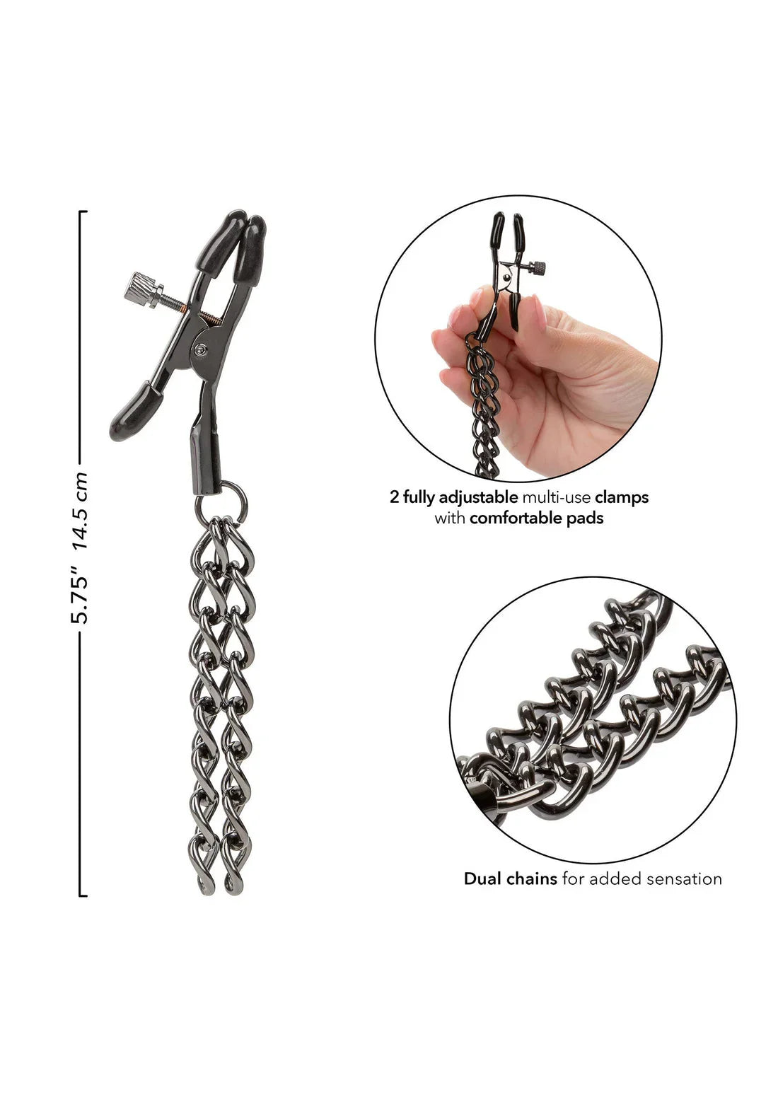 Chain Nipple Clamps by CalExotics - Happytoys Sexshop: online sex shop for Feeling Happy & Easy 😊 - Discreet geleverd