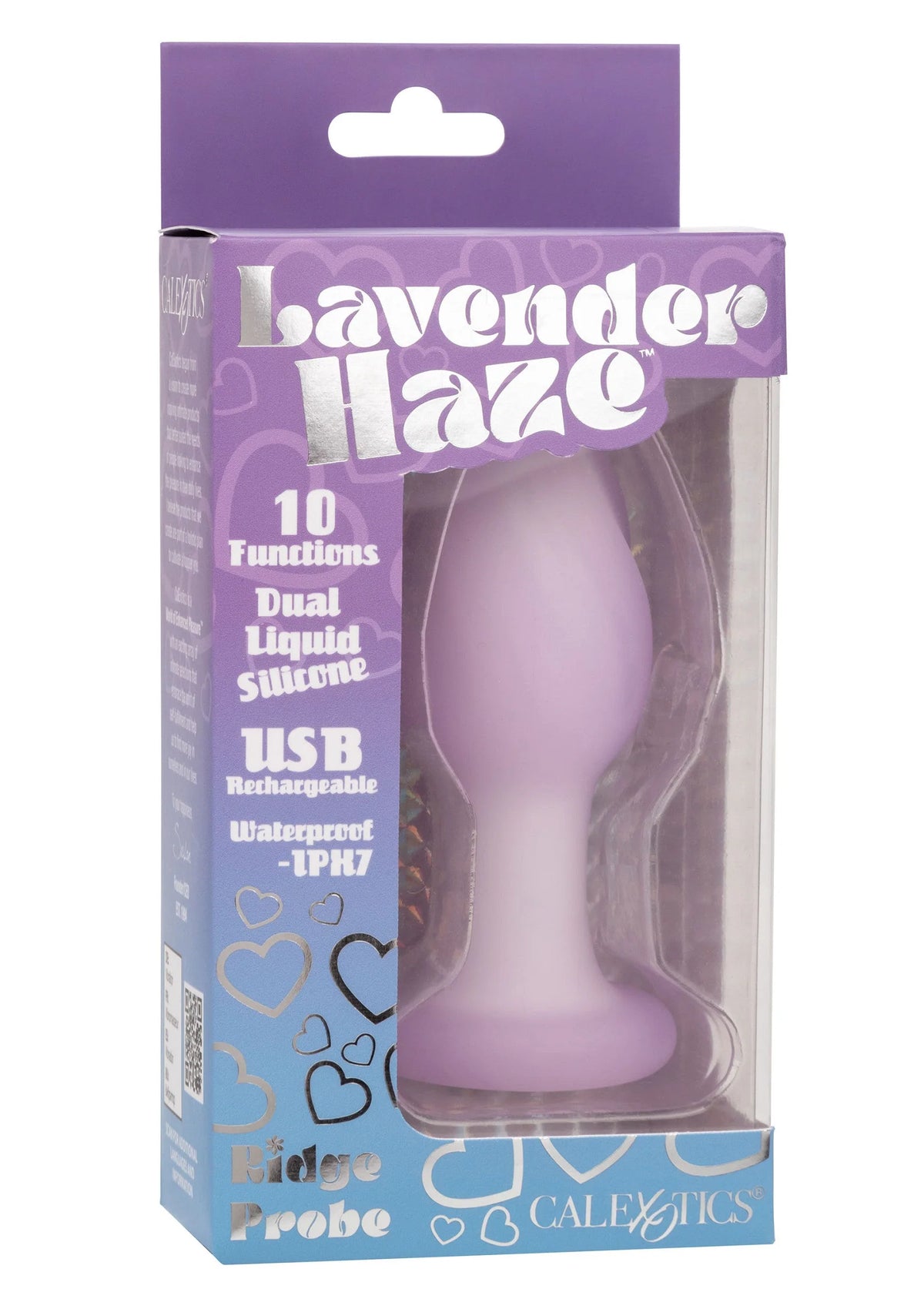 Verpakking van Lavender Haze anale plug van CalExotics in lavendelkleuren