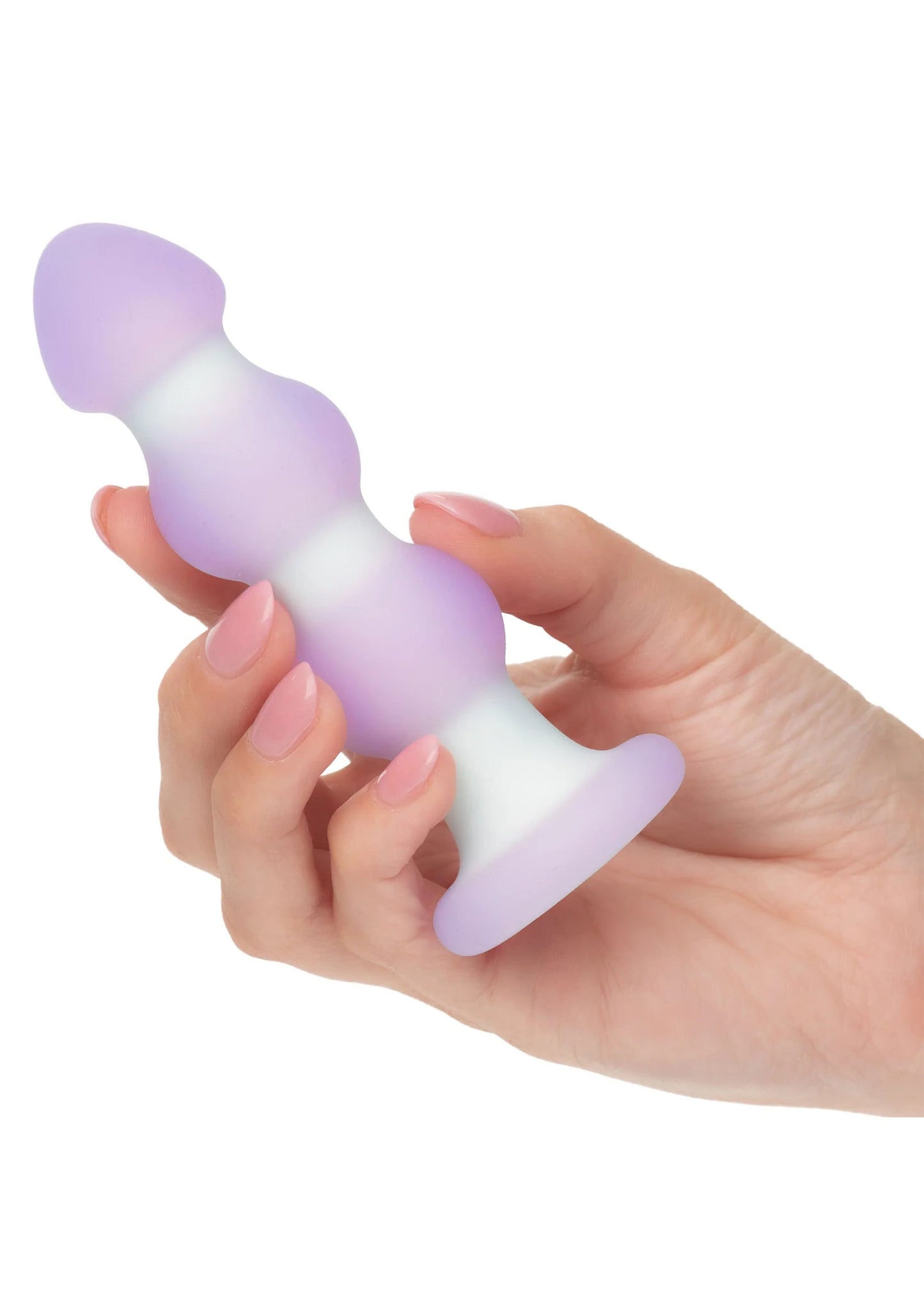 Lila siliconen beaded probe in hand, langwerpige vorm met ronde knoppen
