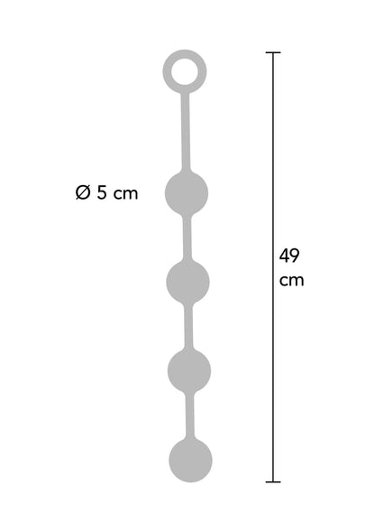 Afmetingen voor anale ballen: Ø 5 cm en 49 cm (diagram) 