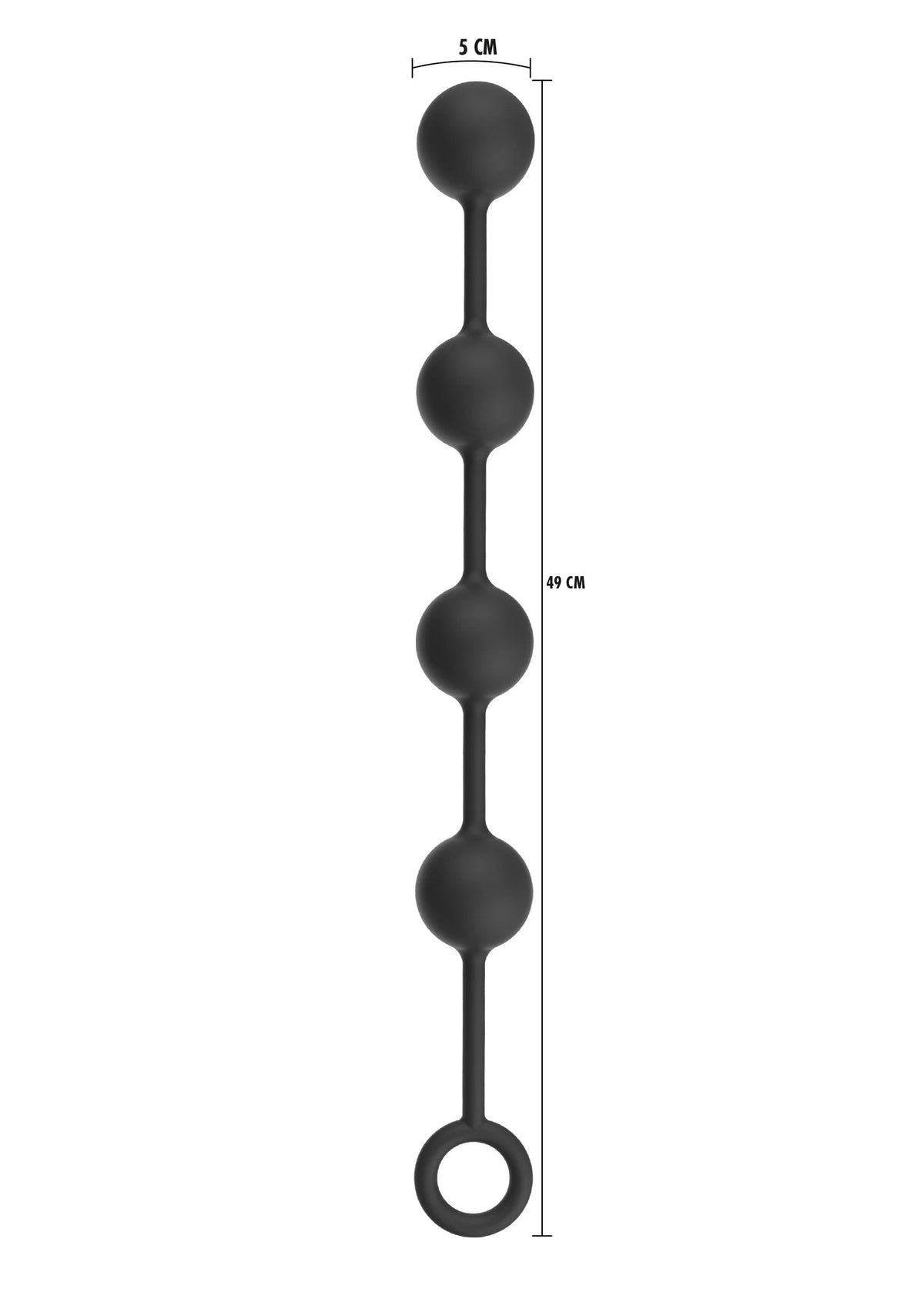 XLarge anale ballen met afmeting 49 cm en Ø 5 cm, ring onderaan