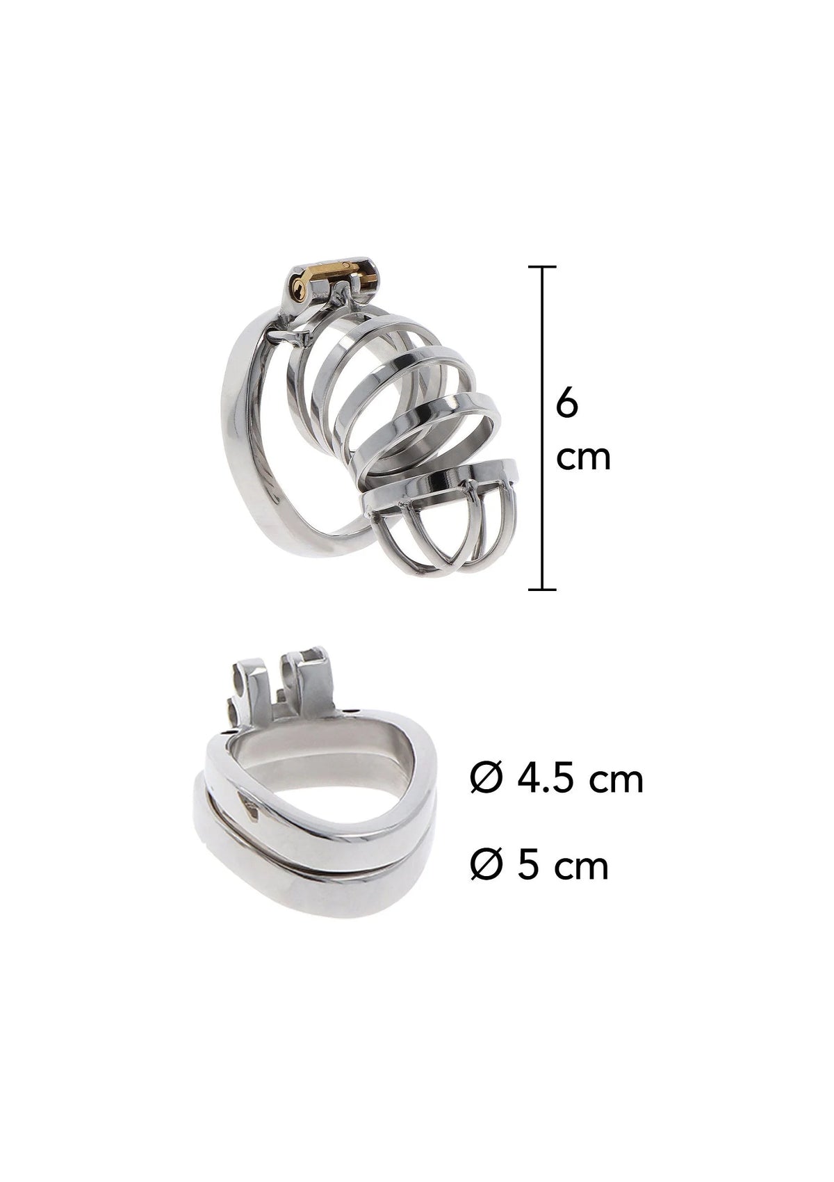 Metalen cockkooi met afmeting 6 cm; ringen Ø4,5 cm en Ø5 cm, zilver