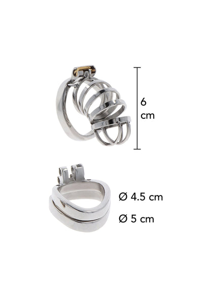 Metalen cockkooi met afmeting 6 cm; ringen Ø4,5 cm en Ø5 cm, zilver