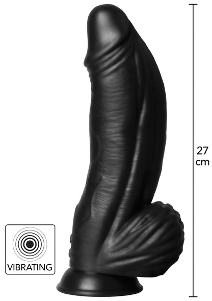 Zwarte vibrerende seksspeeltje met afgeronde voet, 27 cm lengte