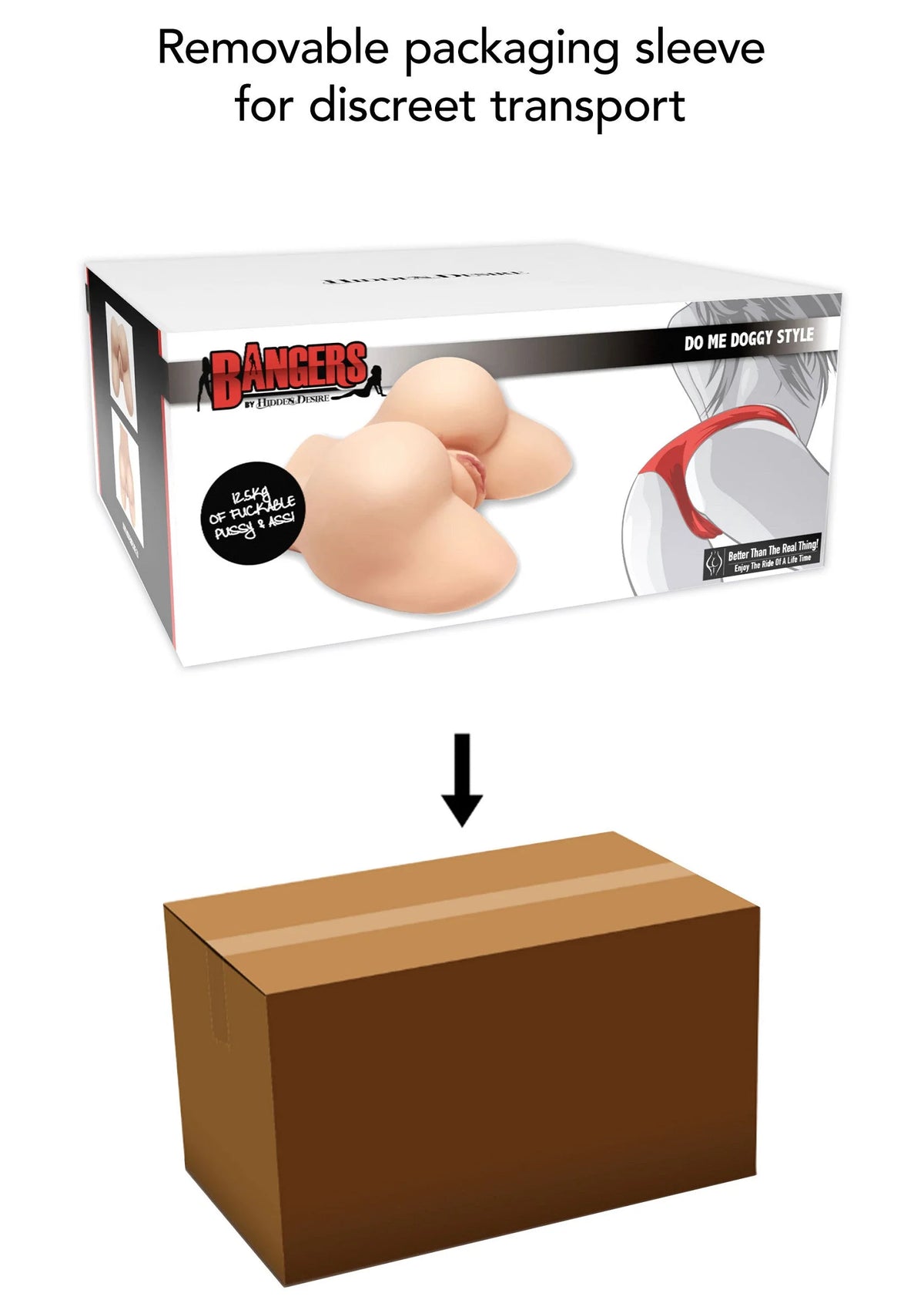 Hidden Desire Bangers verpakking met verwijderbare huls voor discreet transport