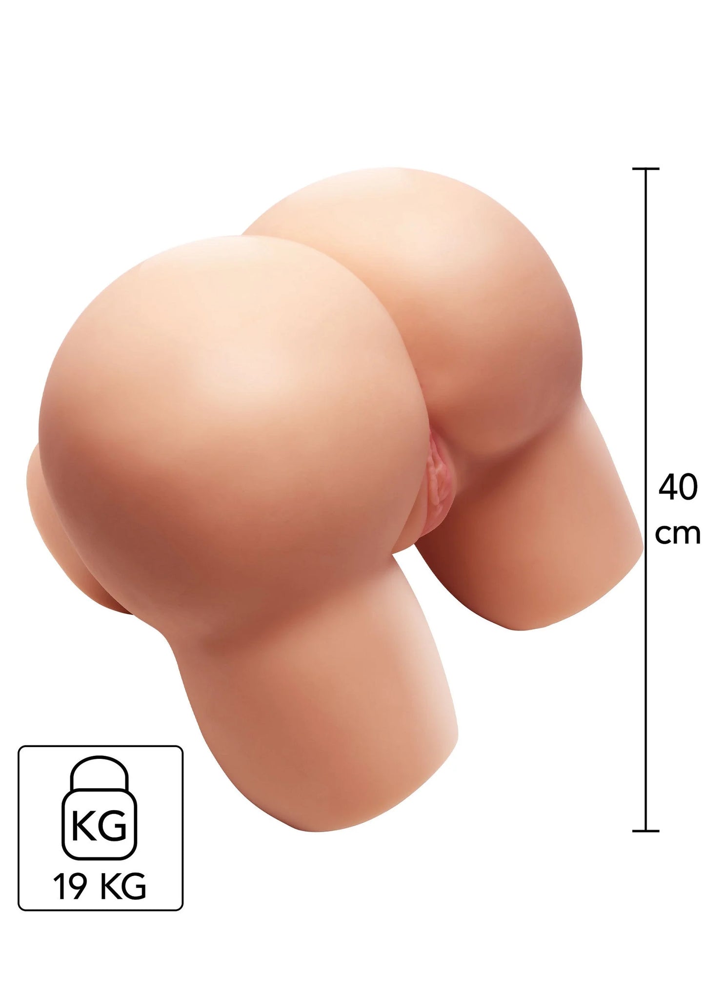 Realistische seksspeelgoedbil, lichtbruine kleur, maatindicatie 19 kg