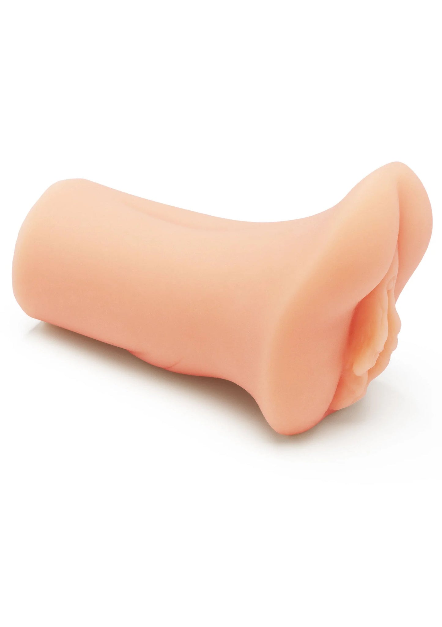 Kunstmatige masturbator rolvorm, lichtbeige, met open uiteinde.