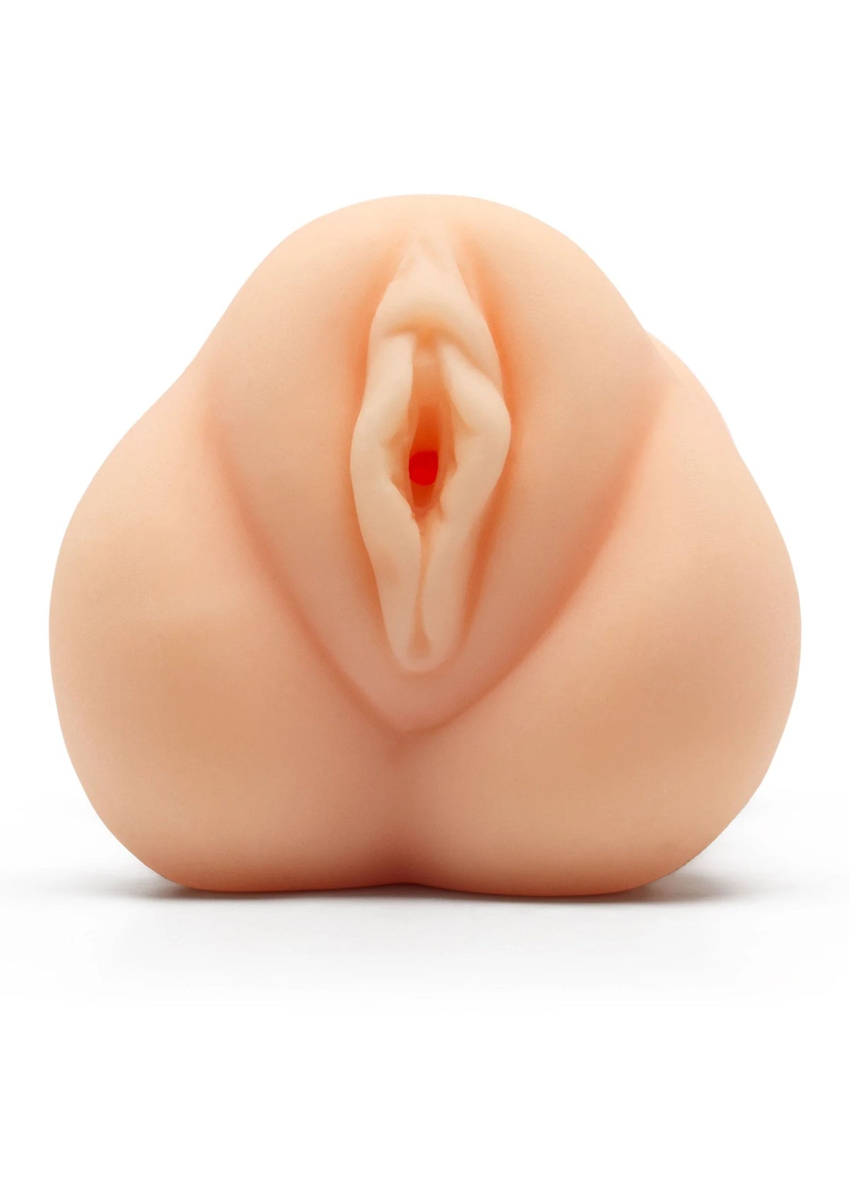 Beige close-up van opening met rode kern en getextureerde binnenrand