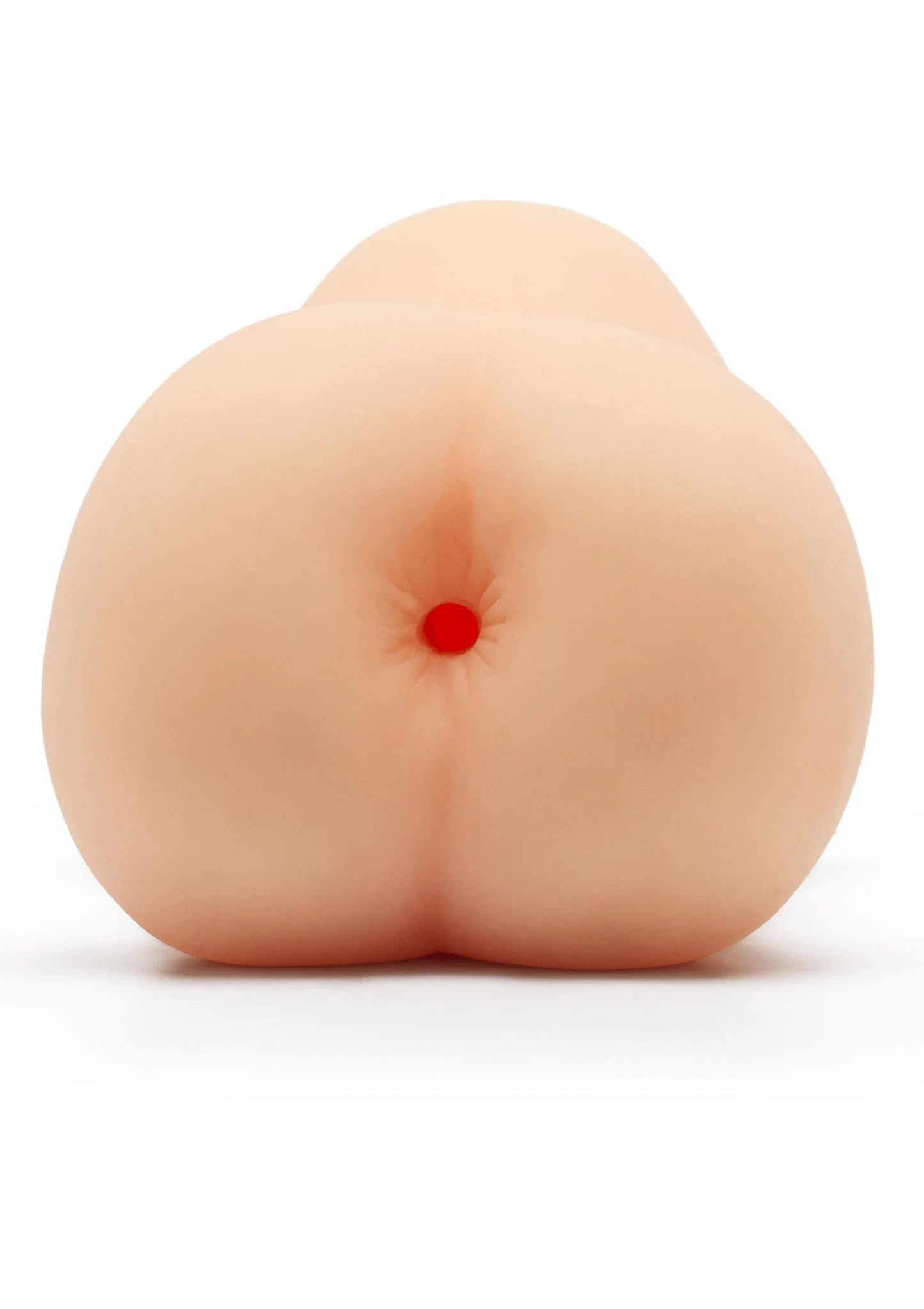 Fleshkleurige dubbele seksspeeltje met ronde rode opening, afgeronde vorm
