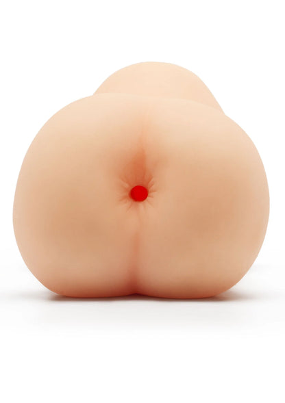 Fleshkleurige dubbele seksspeeltje met ronde rode opening, afgeronde vorm