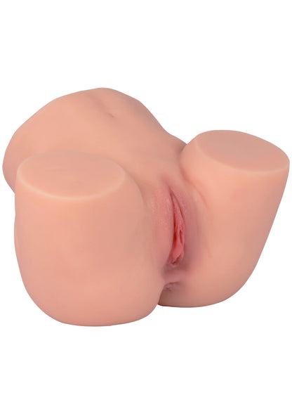 Roze kunstmatige vagina met ronde opening en textuur, compacte vorm