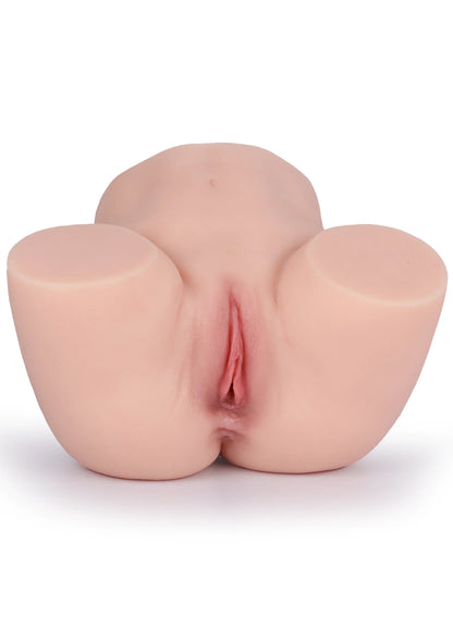 Frontaal beeld van roze kunstmatige vagina met centrale opening en randen