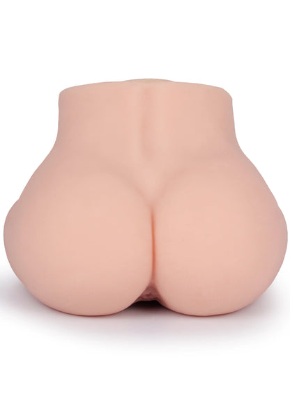 Realistische seksspeeltje met zachte roze textuur, openingen aan de voorkant.