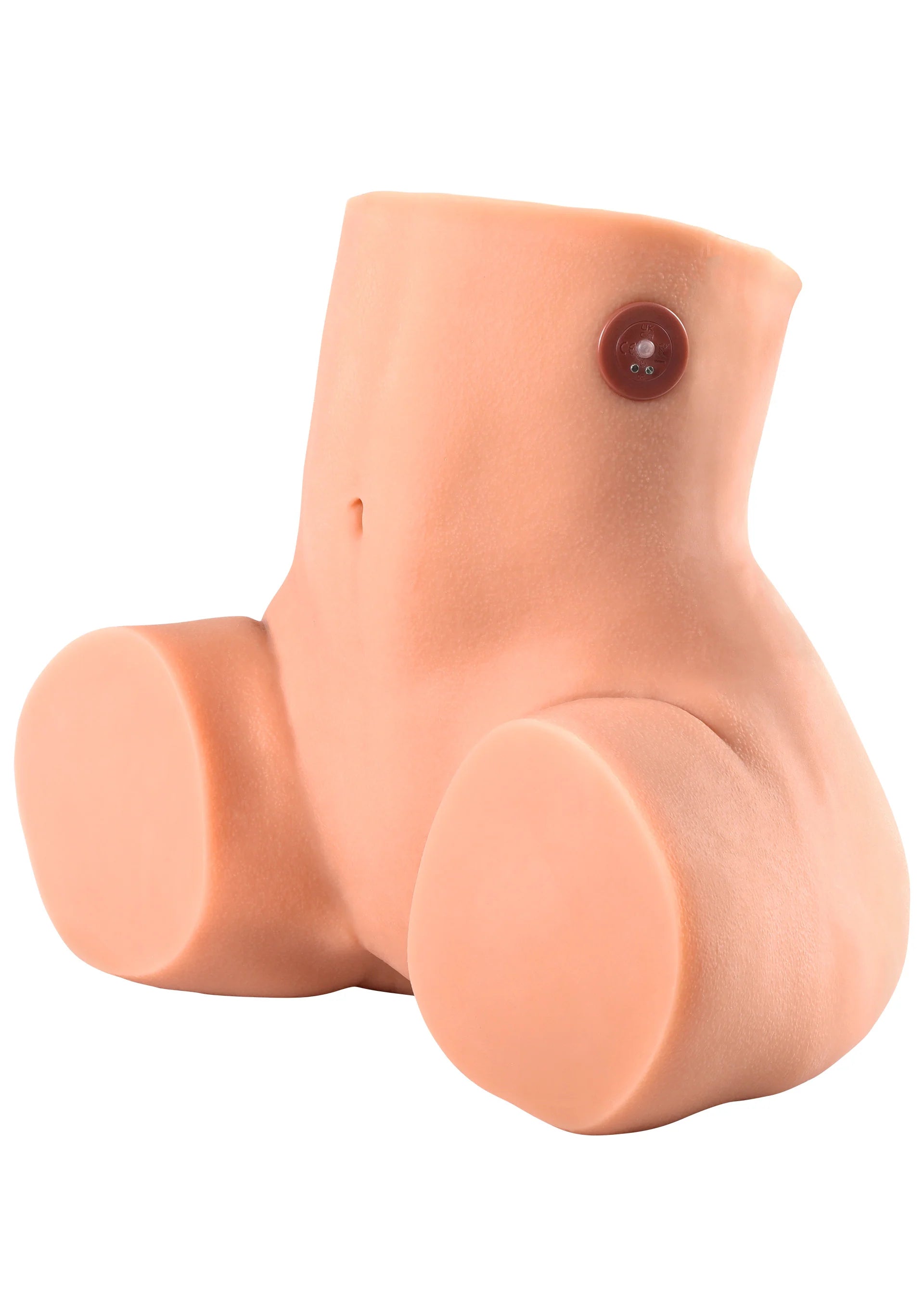 Roze kunstvlees seksspeeltje met ronde knop en openingen aan de zijkant