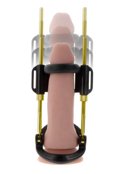 Groeitrainingset met roze koker, zwart steunframe en gouden stangen