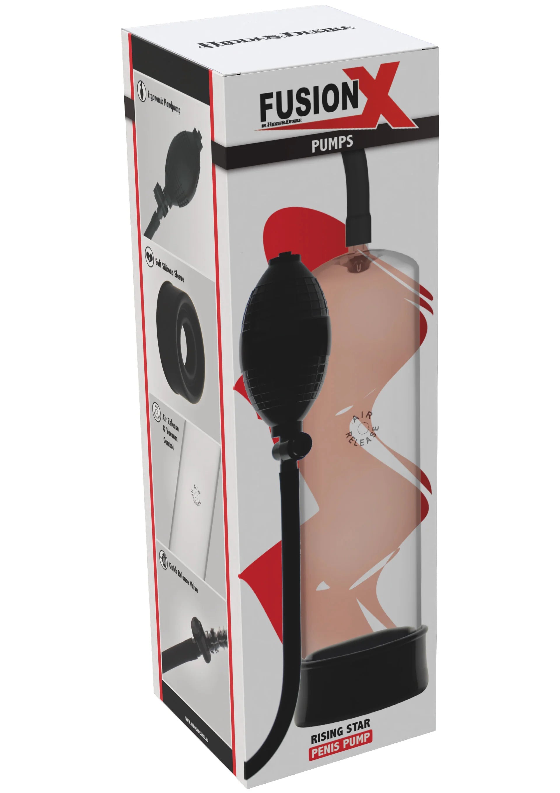 Verpakkingsdoos FusionX penispomp met afbeelding en transparant venster