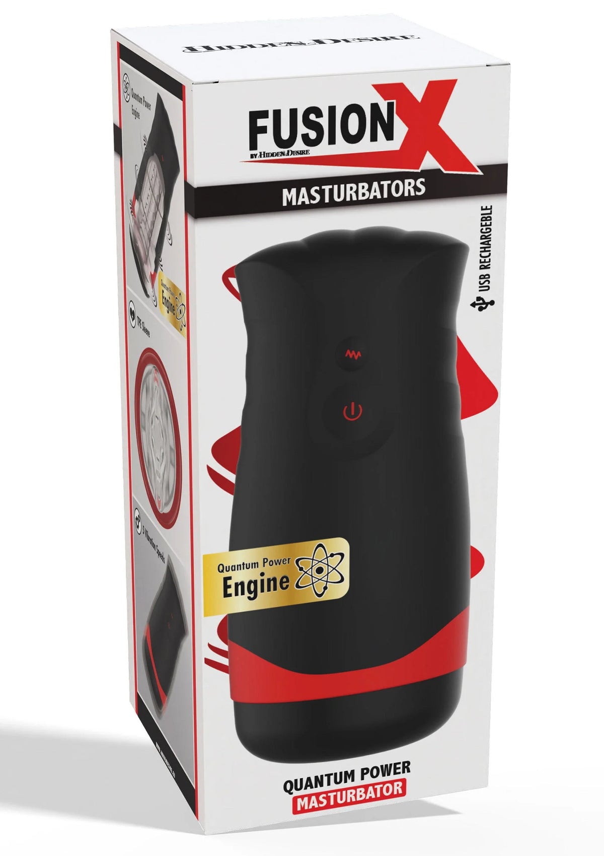 Fusion X Quantum Power-masturbator, zwarte behuizing met rode band